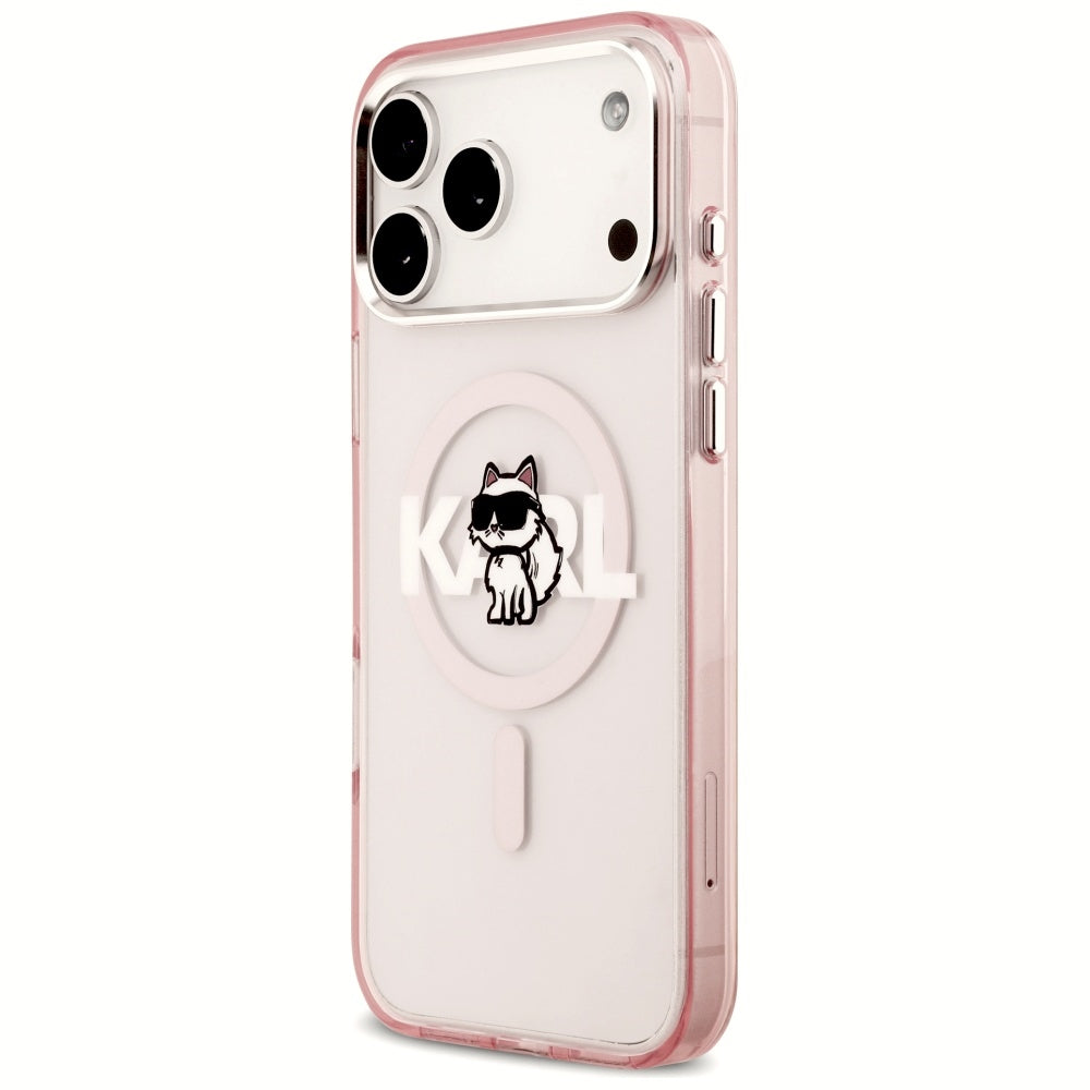 Etui Karl Lagerfeld IML Choupette Sketch Logo MagSafe na iPhone 17 Pro Max - różowe_1