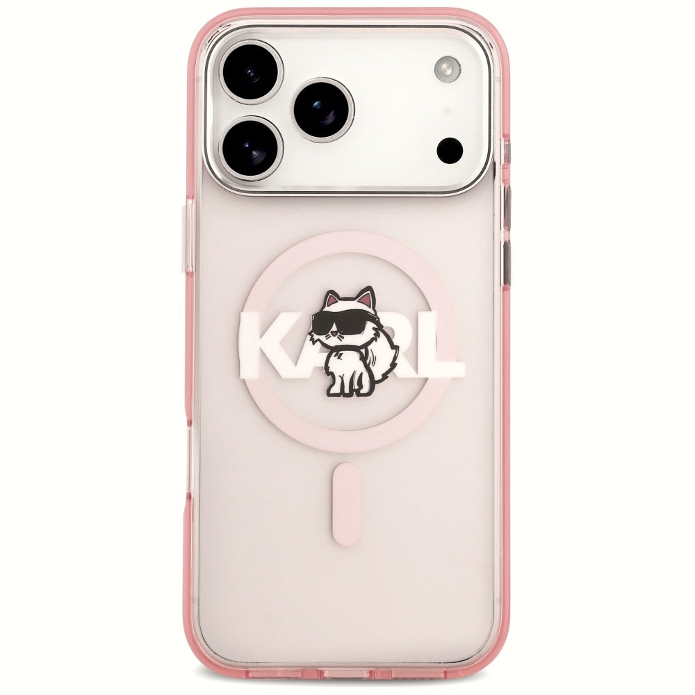 Etui Karl Lagerfeld IML Choupette Sketch Logo MagSafe na iPhone 17 Pro Max - różowe_2