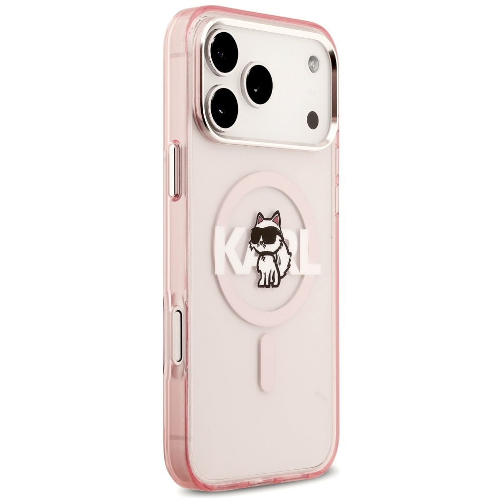Etui Karl Lagerfeld IML Choupette Sketch Logo MagSafe na iPhone 17 Pro Max - różowe_3