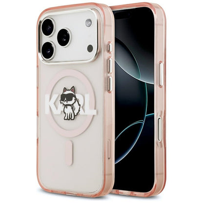 Etui Karl Lagerfeld IML Choupette Sketch Logo MagSafe na iPhone 17 Pro - różowe_0