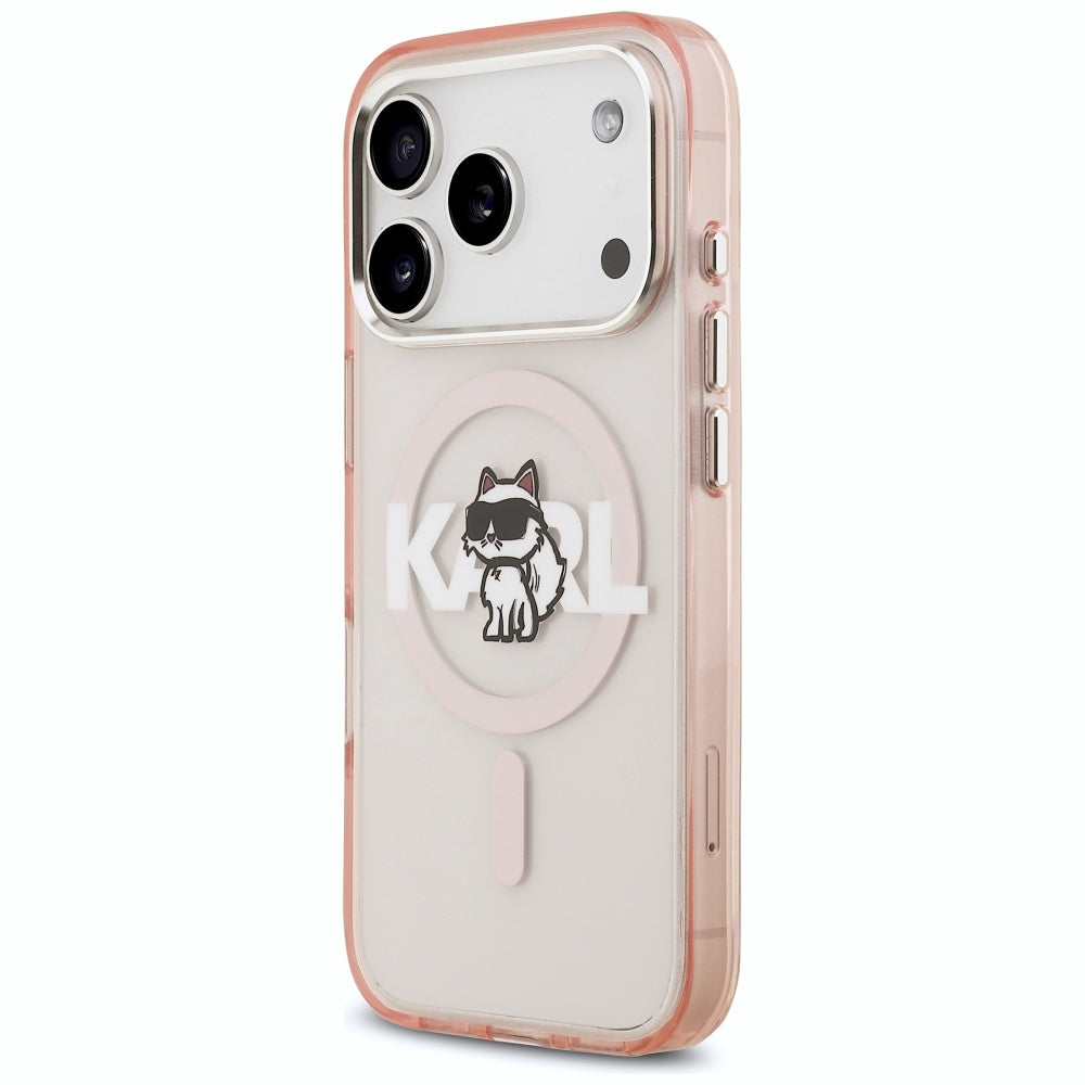 Etui Karl Lagerfeld IML Choupette Sketch Logo MagSafe na iPhone 17 Pro - różowe_1