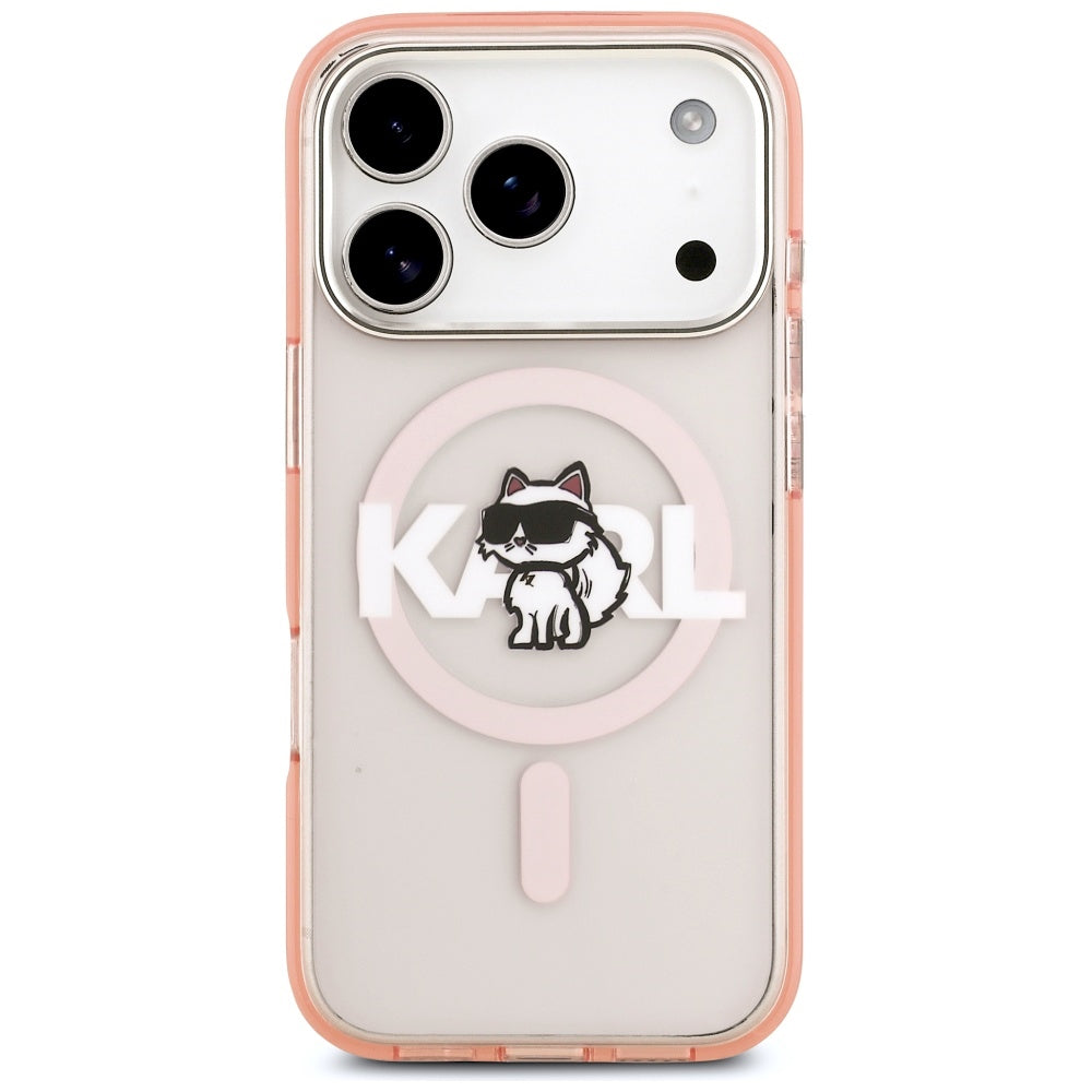 Etui Karl Lagerfeld IML Choupette Sketch Logo MagSafe na iPhone 17 Pro - różowe_2