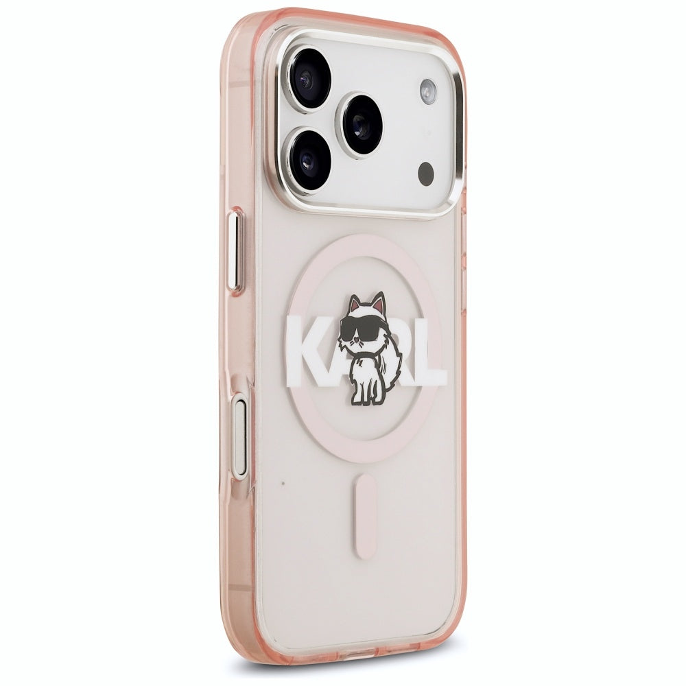 Etui Karl Lagerfeld IML Choupette Sketch Logo MagSafe na iPhone 17 Pro - różowe_3