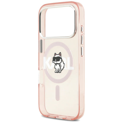 Etui Karl Lagerfeld IML Choupette Sketch Logo MagSafe na iPhone 17 Pro - różowe_5