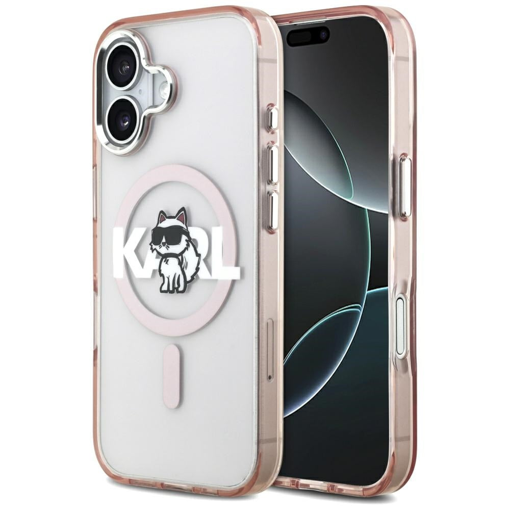 Etui Karl Lagerfeld IML Choupette Sketch Logo MagSafe na iPhone 17 - różowe_0