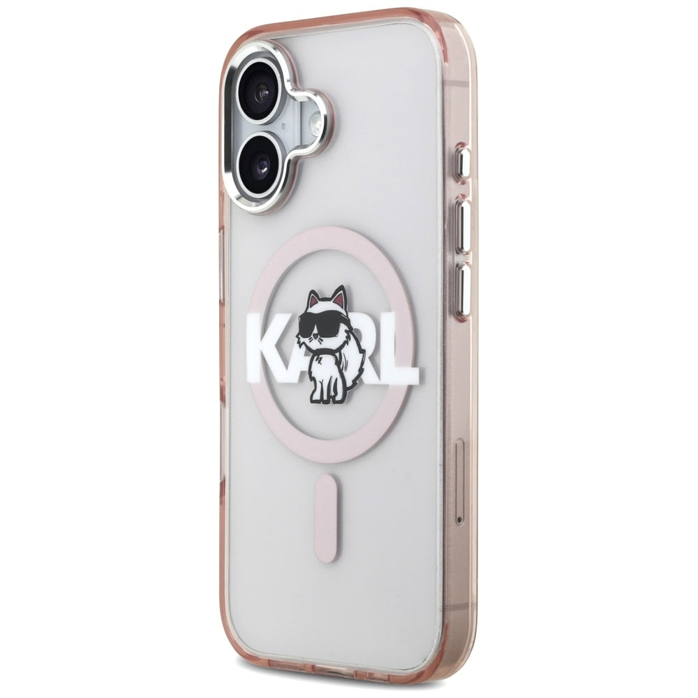 Etui Karl Lagerfeld IML Choupette Sketch Logo MagSafe na iPhone 17 - różowe_1
