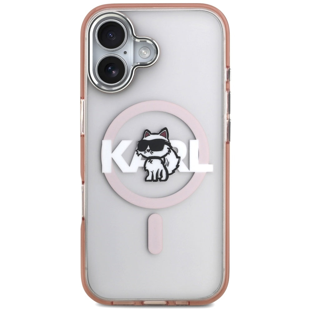 Etui Karl Lagerfeld IML Choupette Sketch Logo MagSafe na iPhone 17 - różowe_2