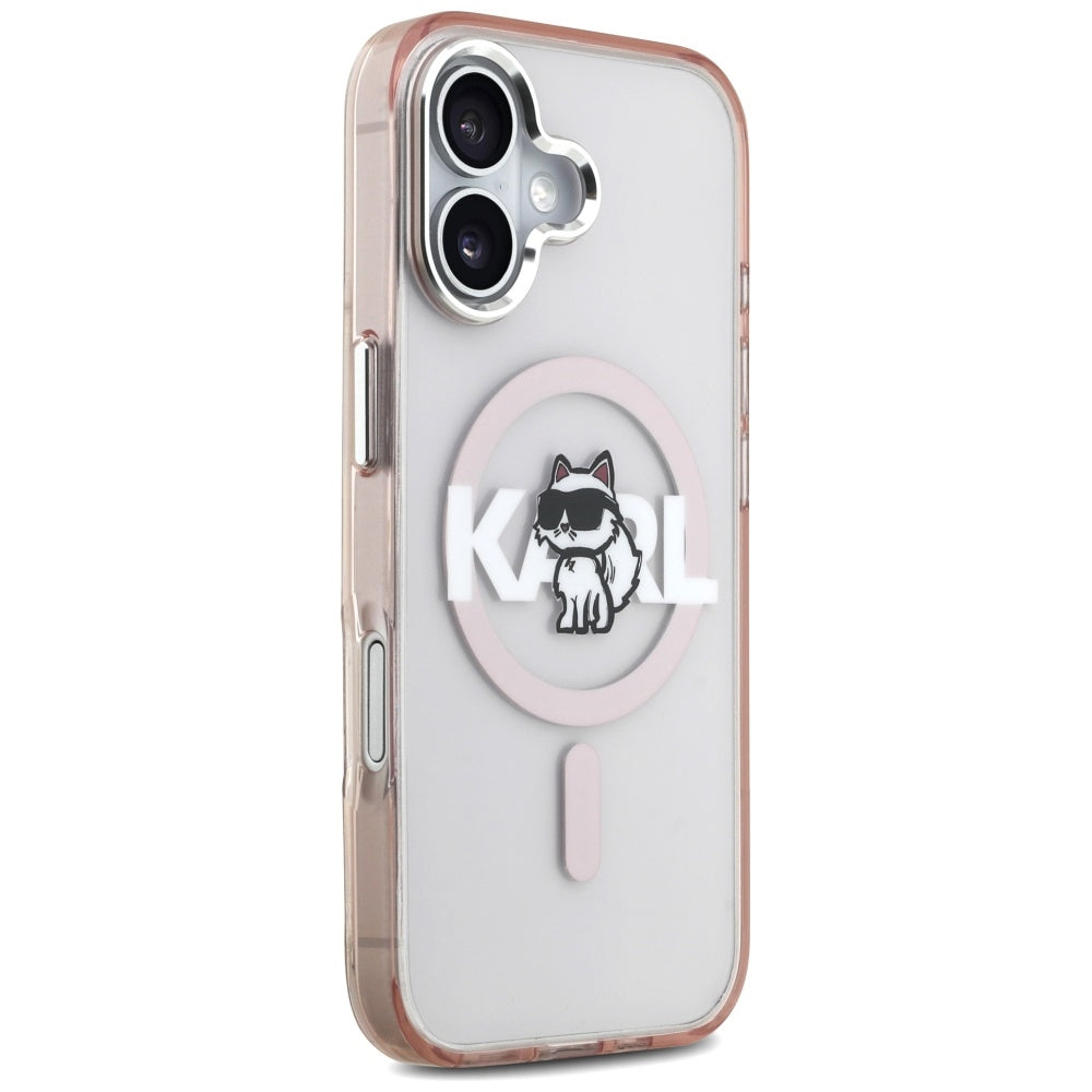 Etui Karl Lagerfeld IML Choupette Sketch Logo MagSafe na iPhone 17 - różowe_3