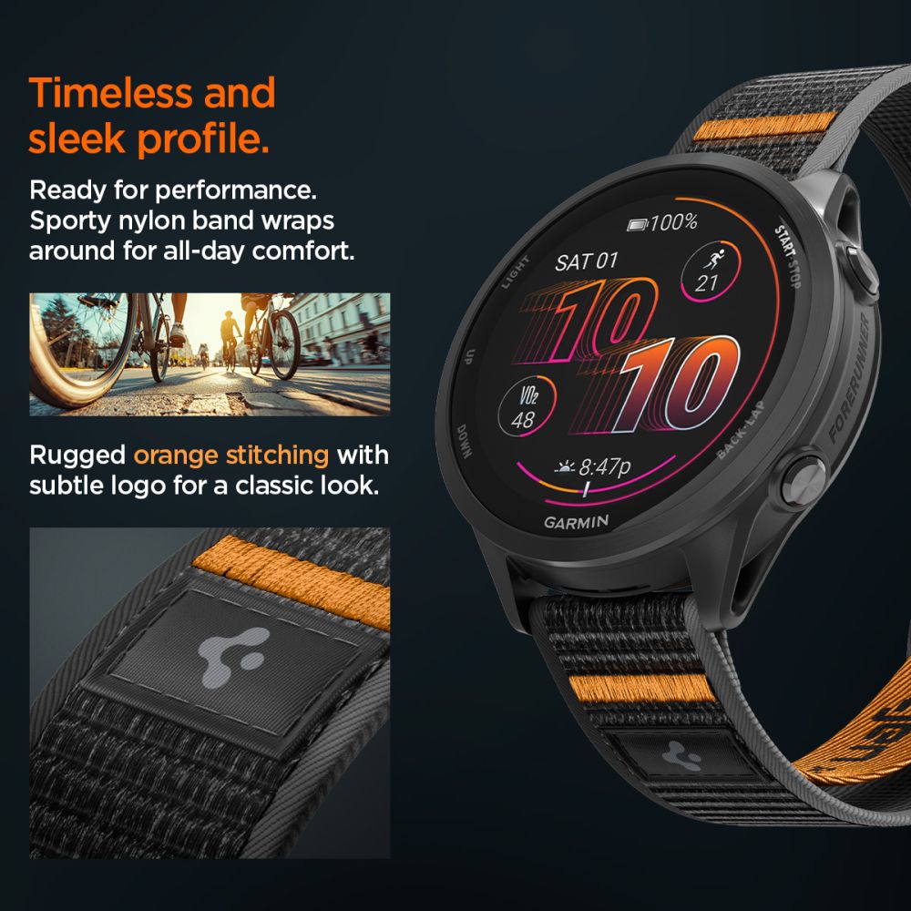 Athlex Air 2 Strap Spigen for Garmin Watch Venu / Forerunner Series, 22mm, Black Orange AMP11425 _8
