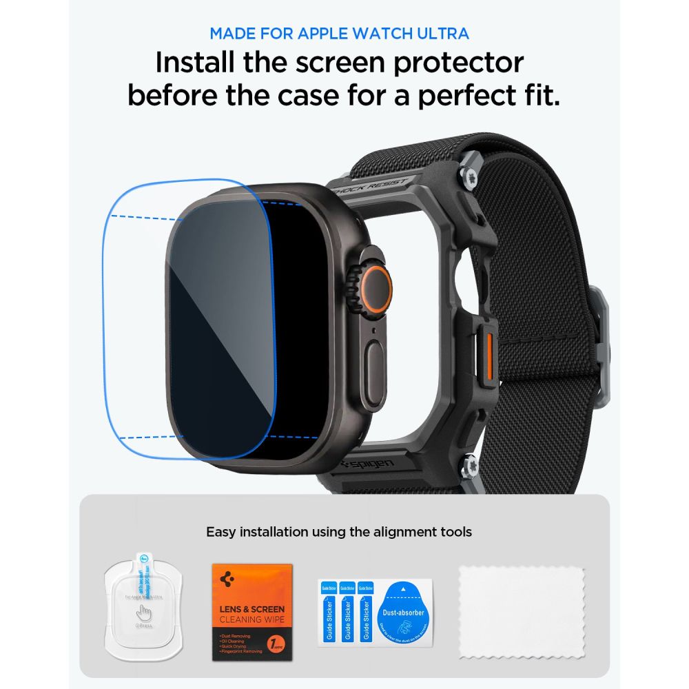 Lite Fit Pro Case with Screen Protector Spigen for Apple Watch Ultra Series, Matte Black ACS11415 _8
