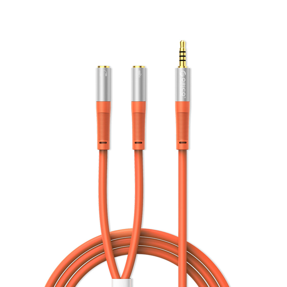 Orico AX2-10 audio cable 3.5mm minijack splitter for headphones and microphone 1m cable - orange_0