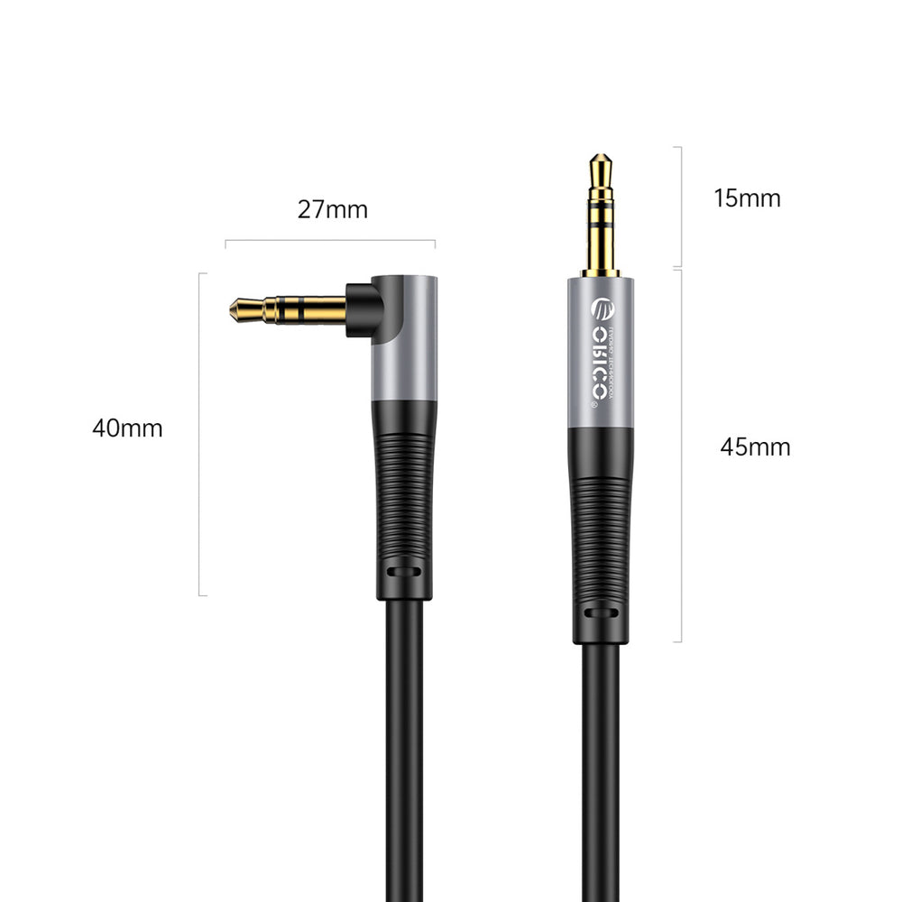 Orico AXW Mini Jack 3.5mm Male to Male Angled Audio Cable 2m - Black_1