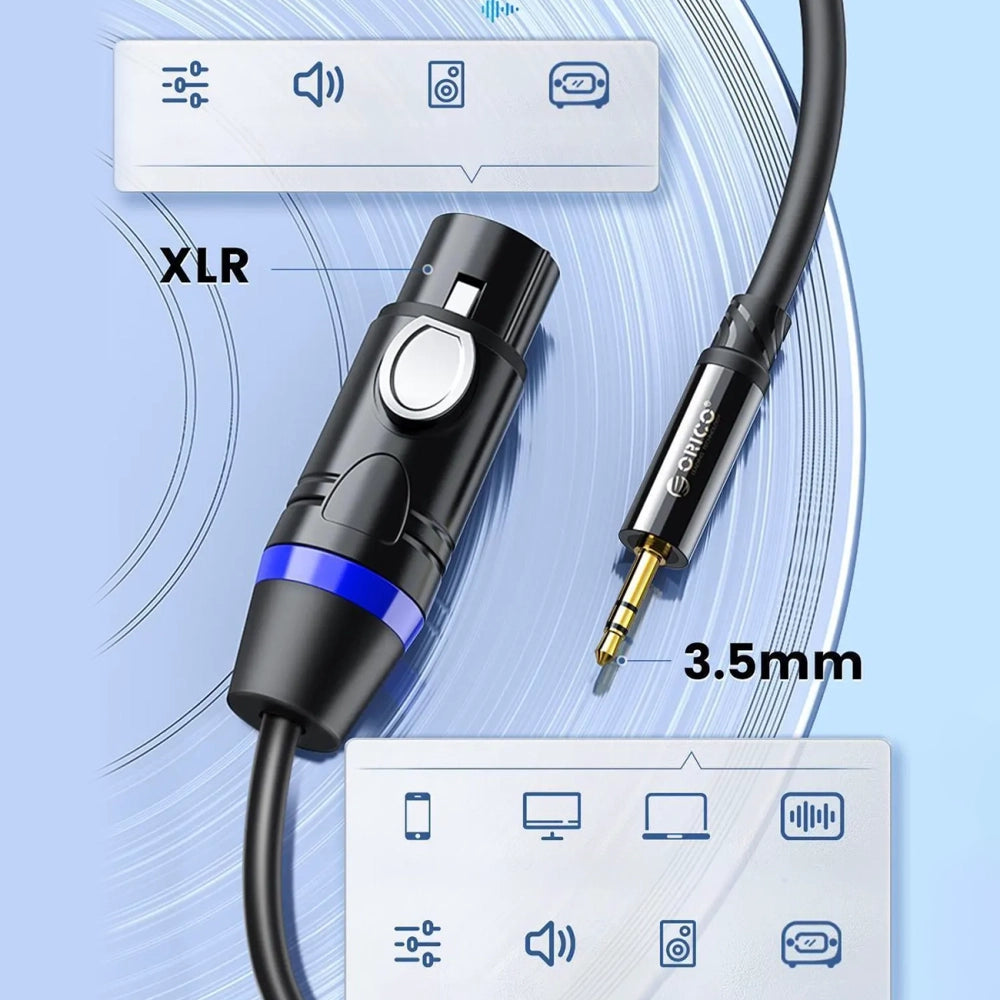 Orico AXKF mini jack 3.5 mm to XLR female audio cable 5 m - black_3