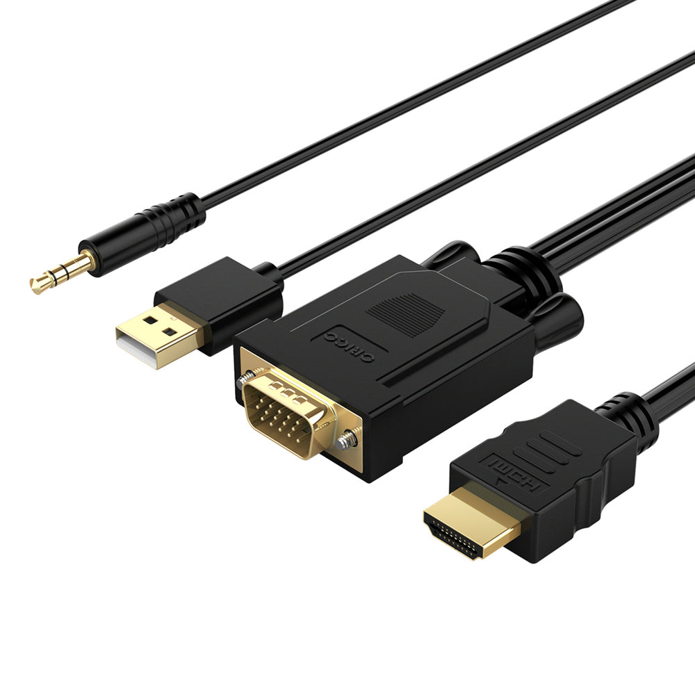 Orico XD-VATH VGA and mini jack 3.5 mm to HDMI Full HD 60 Hz cable with USB power 5 m - black_0
