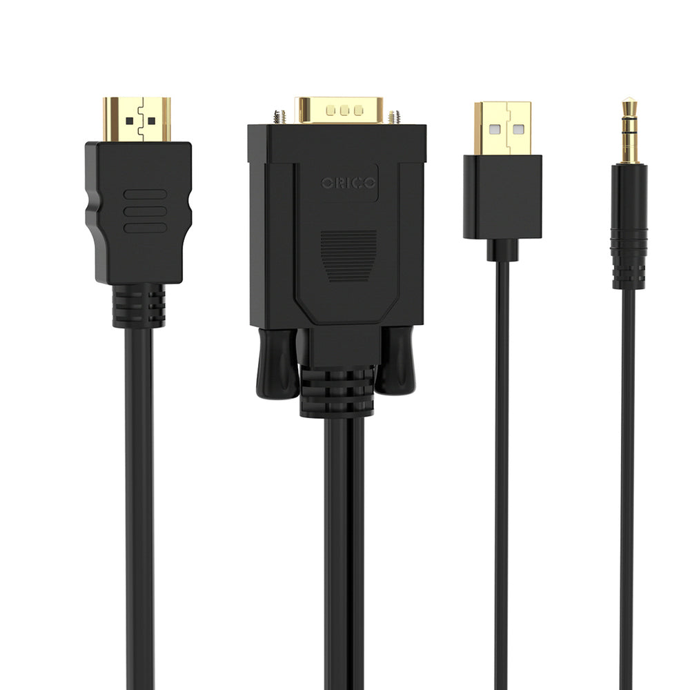 Orico XD-VATH VGA and mini jack 3.5 mm to HDMI Full HD 60 Hz cable with USB power 5 m - black_1