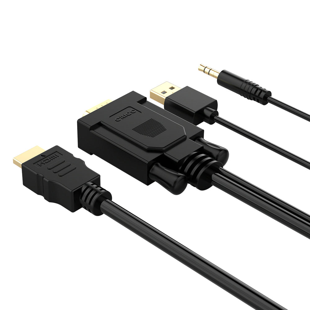 Orico XD-VATH VGA and mini jack 3.5 mm to HDMI Full HD 60 Hz cable with USB power 5 m - black_3