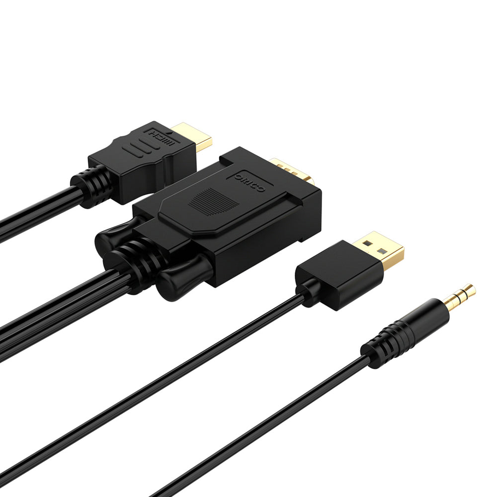 Orico XD-VATH VGA and mini jack 3.5 mm to HDMI Full HD 60 Hz cable with USB power 5 m - black_5