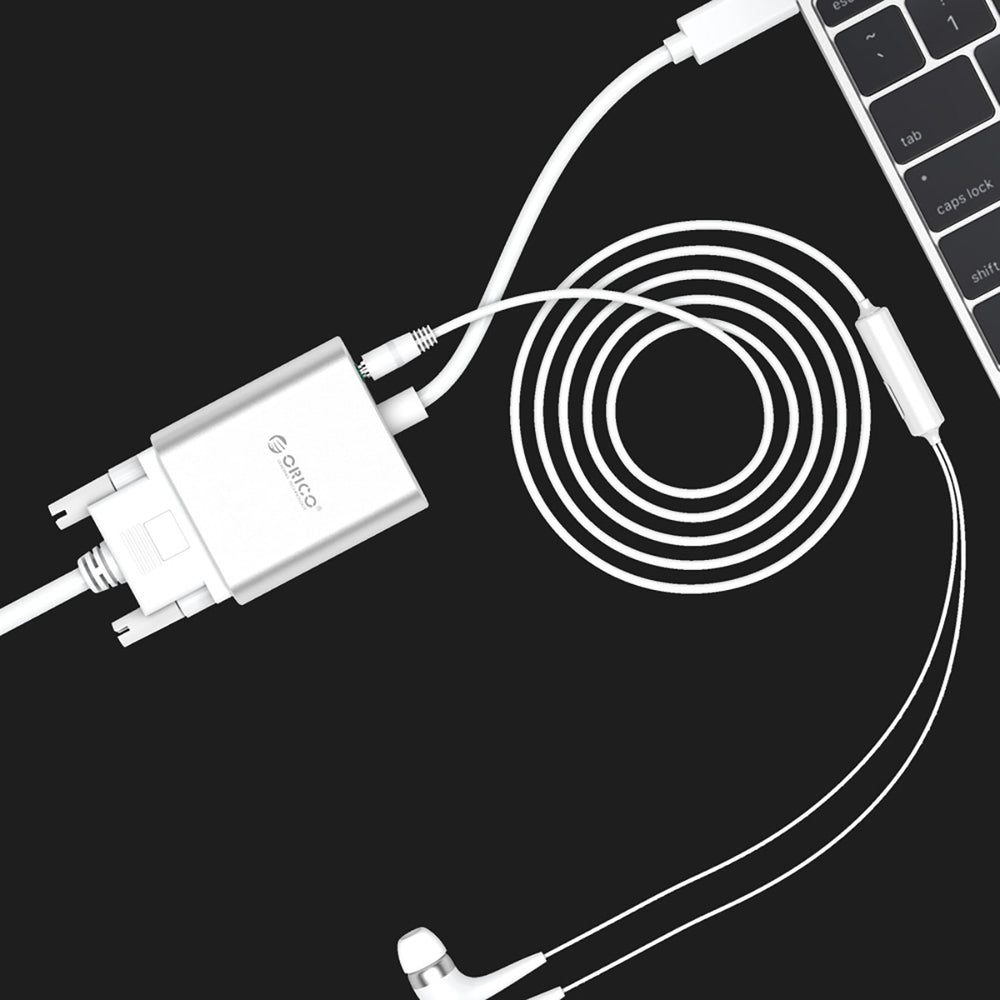 Orico PTAV USB-C - VGA adapter and 3.5 mm Full HD mini jack 0.15 m - silver_9