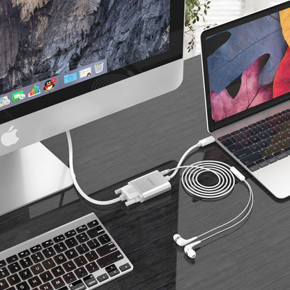 Orico PTAV USB-C - VGA adapter and 3.5 mm Full HD mini jack 0.15 m - silver_12