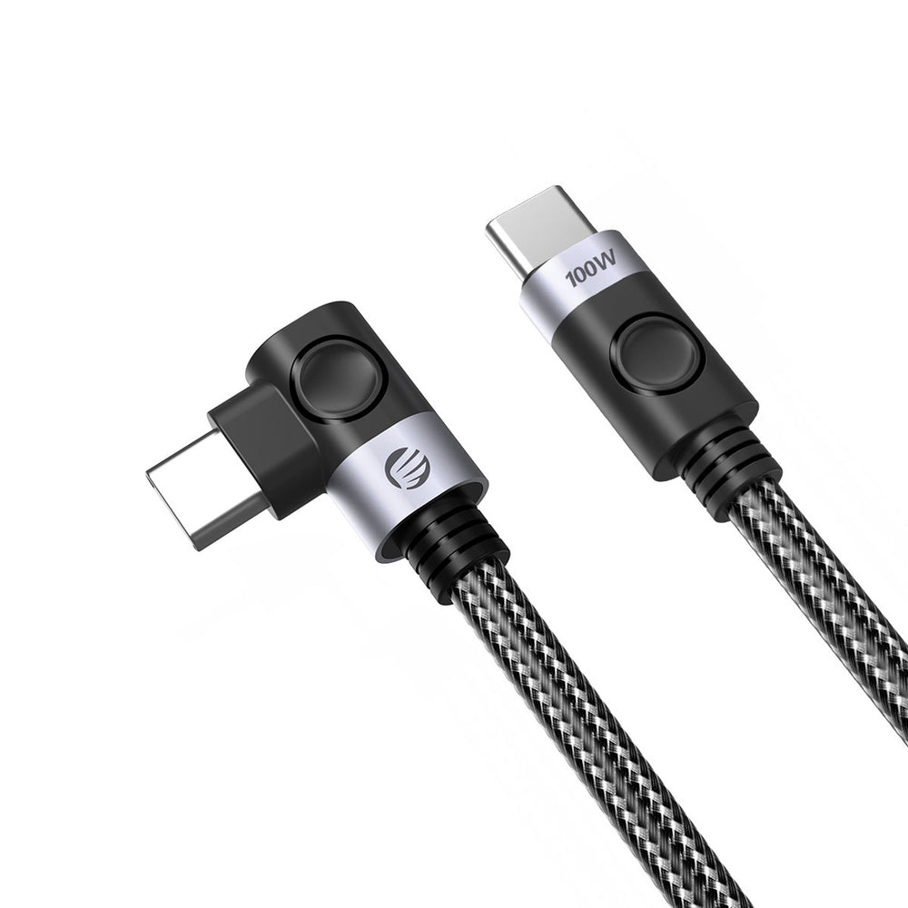 Orico C2CWT USB-C to USB-C PD Angled Cable 100W 20Gbps 4K 60Hz 2m - Black_0