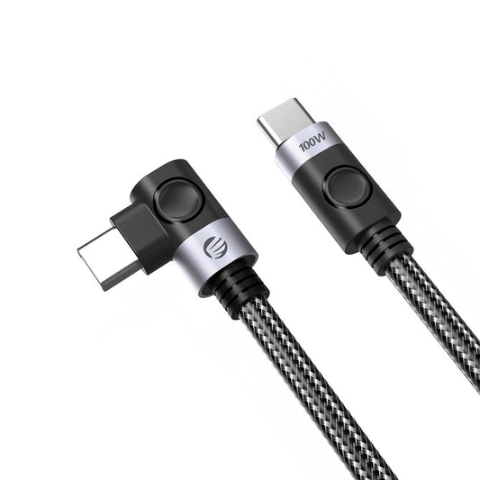 C2C PD100W Laptop Fast Charging Cable (Right Angle) black 1m_0