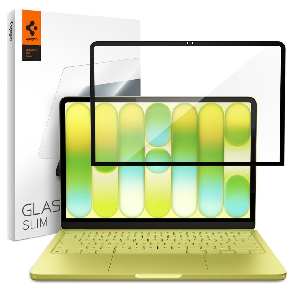Tempered Glass Screen Protector Spigen GlastR Slim for Apple MacBook Neo 13inch, Black AGL11669 _0