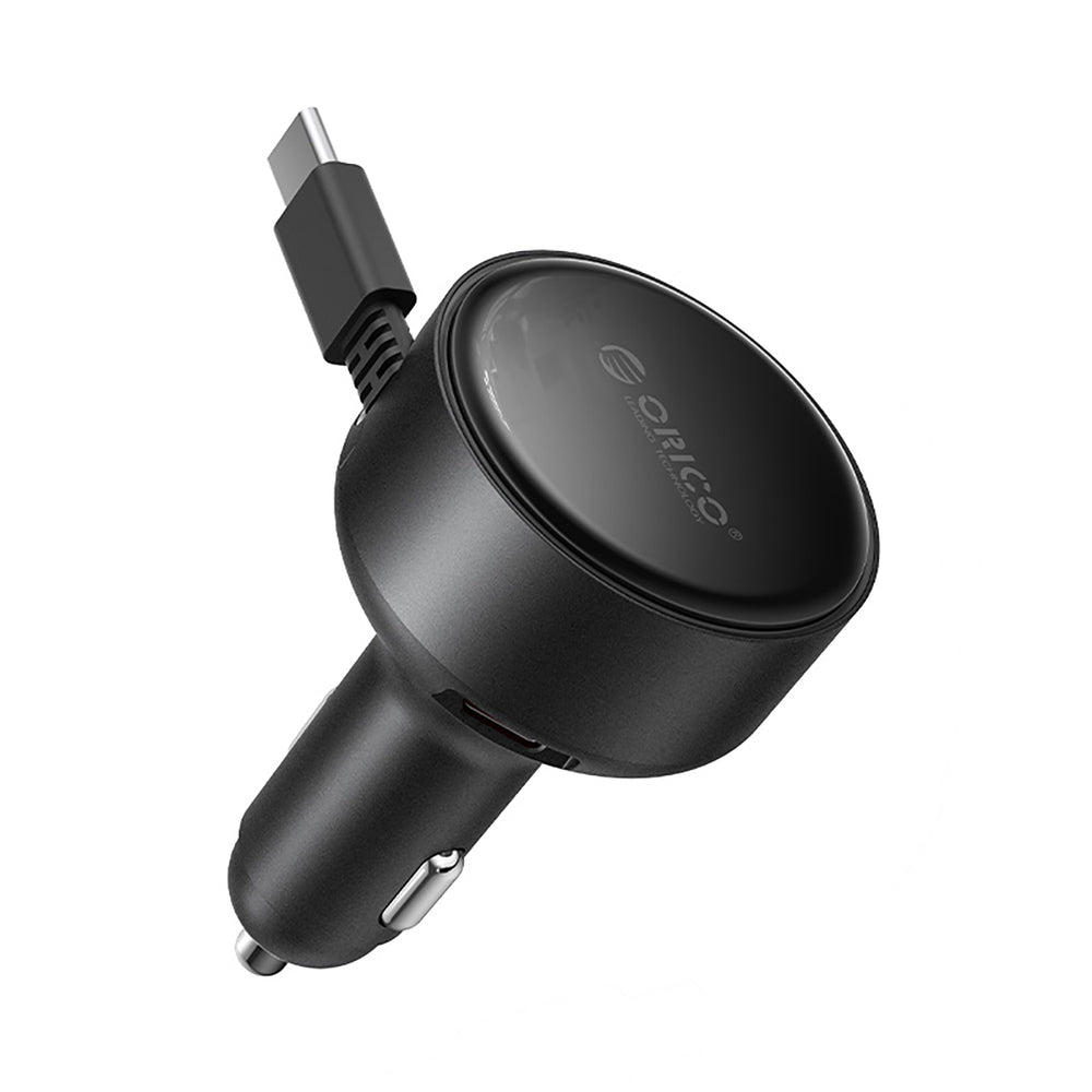 Ładowarka samochodowa Orico FC-60-2C 60W ze zwijanym kablem USB-C 65 cm - czarna_0