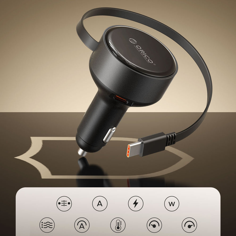 Ładowarka samochodowa Orico FC-60-2C 60W ze zwijanym kablem USB-C 65 cm - czarna_11