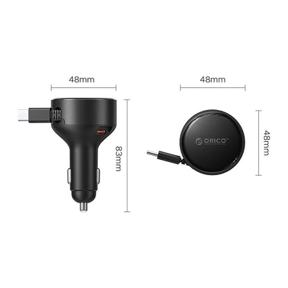 Ładowarka samochodowa Orico FC-60-2C 60W ze zwijanym kablem USB-C 65 cm - czarna_1