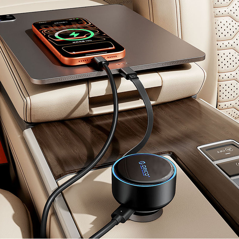 Ładowarka samochodowa Orico FC-60-2C 60W ze zwijanym kablem USB-C 65 cm - czarna_7
