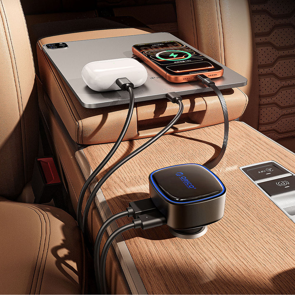 Orico FC-66-1A2C 66W Car Charger with Built-in Retractable USB-C Cable - Black_5