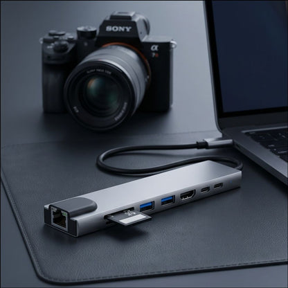 Tech-Protect HB09 USB hub 8in1 TYPE-C + USB-A 3.0 + USB-C 3.0 + HDMI 4K 60HZ + SD/TF + PD100W + RJ45 1000 MB/S - gray_9
