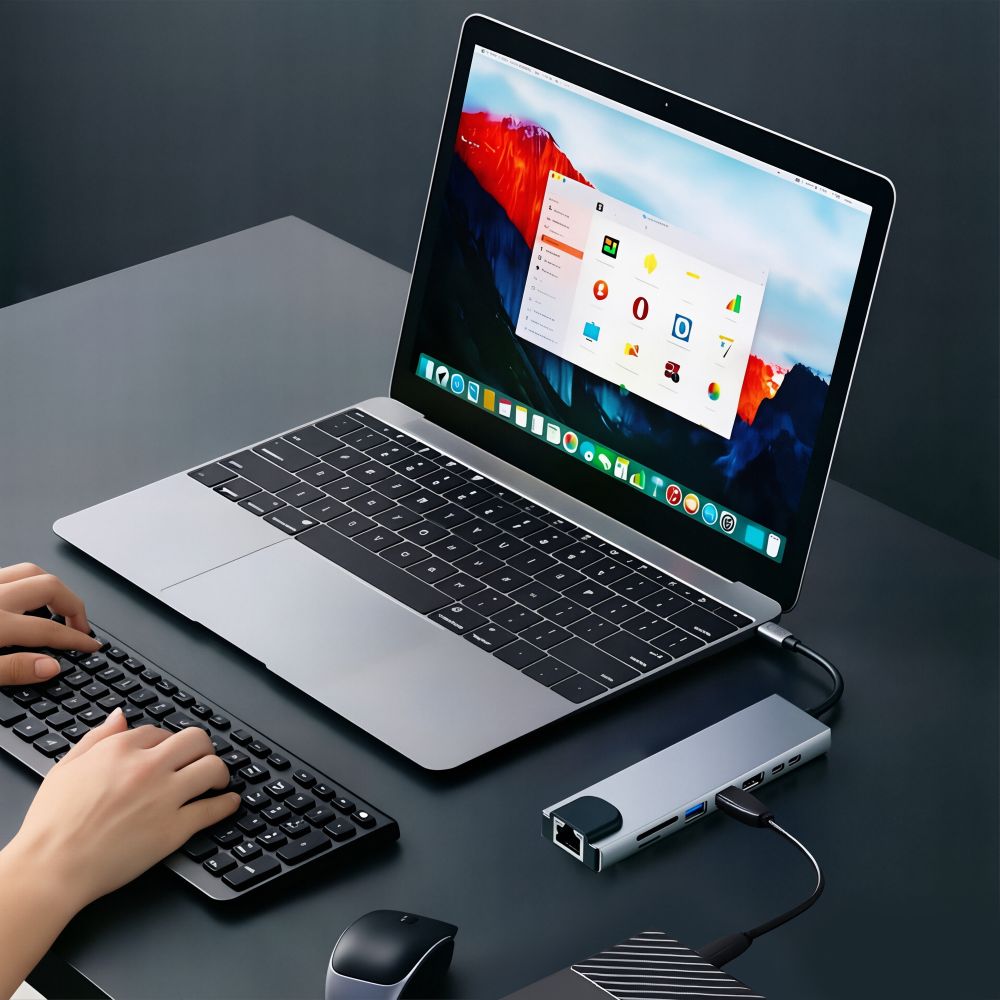 Tech-Protect HB09 USB hub 8in1 TYPE-C + USB-A 3.0 + USB-C 3.0 + HDMI 4K 60HZ + SD/TF + PD100W + RJ45 1000 MB/S - gray_12