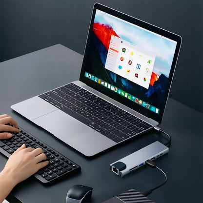 Tech-Protect HB09 USB hub 8in1 TYPE-C + USB-A 3.0 + USB-C 3.0 + HDMI 4K 60HZ + SD/TF + PD100W + RJ45 1000 MB/S - gray_12