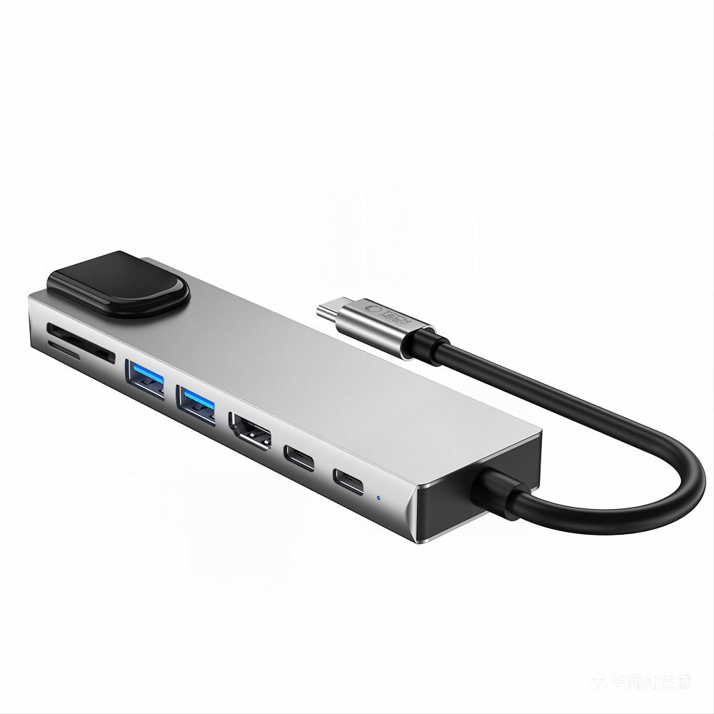 Tech-Protect HB09 USB hub 8in1 TYPE-C + USB-A 3.0 + USB-C 3.0 + HDMI 4K 60HZ + SD/TF + PD100W + RJ45 1000 MB/S - gray_3