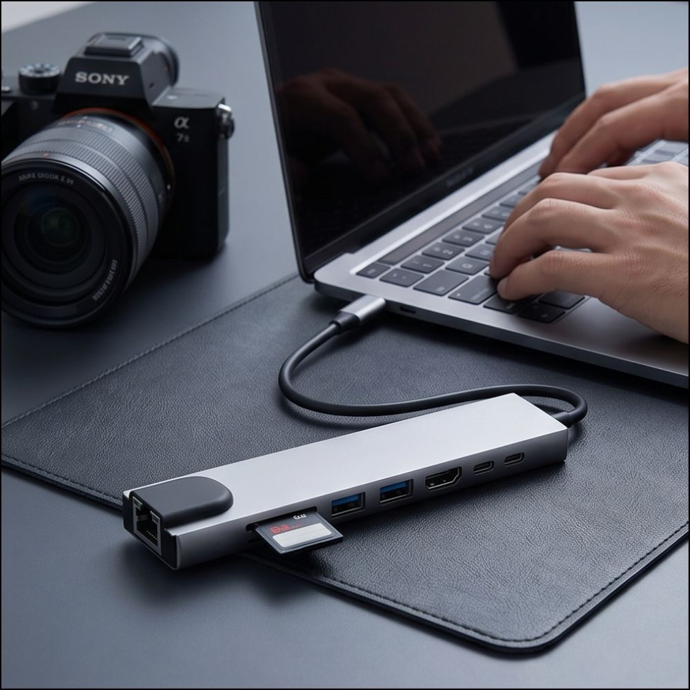Tech-Protect HB09 USB hub 8in1 TYPE-C + USB-A 3.0 + USB-C 3.0 + HDMI 4K 60HZ + SD/TF + PD100W + RJ45 1000 MB/S - gray_8