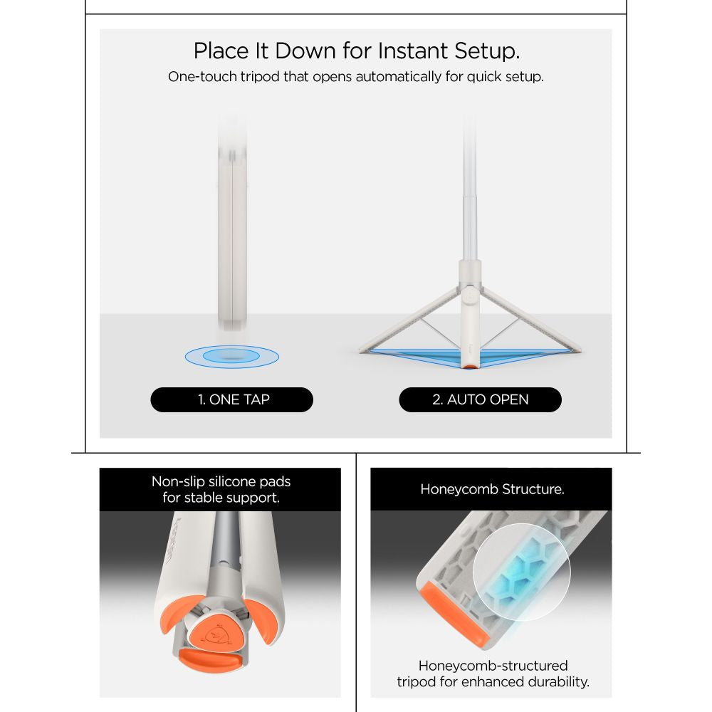 Spigen S582W Bluetooth Selfie Stick - Beige_10