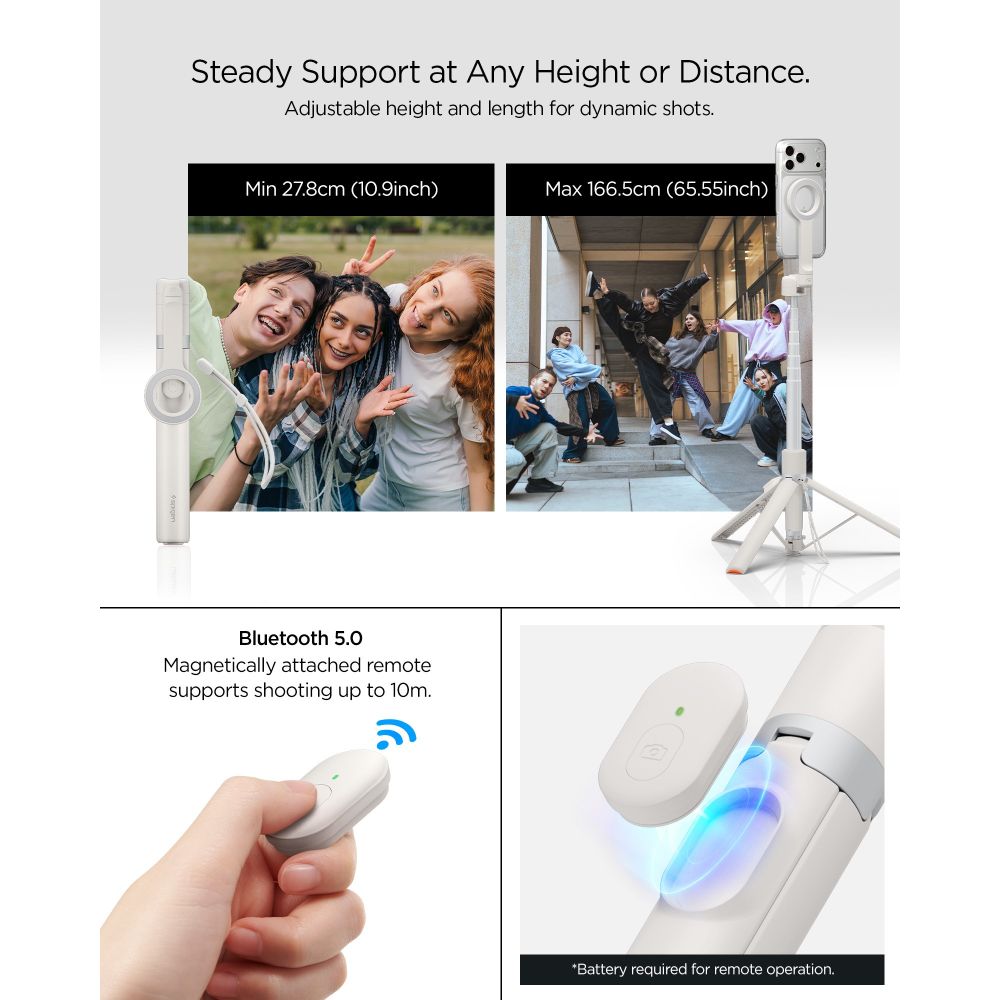 Spigen S582W Bluetooth Selfie Stick - Beige_13