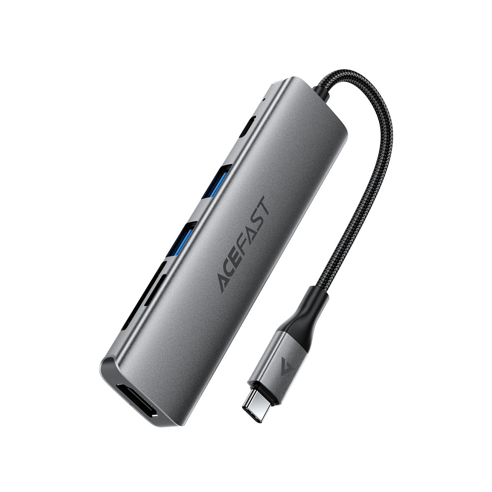 Acefast J18 USB Hub USB-C 6-in-1 HDMI 4K 60Hz PD90W Docking Station - Gray_0