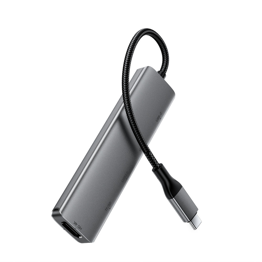 Acefast J18 USB Hub USB-C 6-in-1 HDMI 4K 60Hz PD90W Docking Station - Gray_2