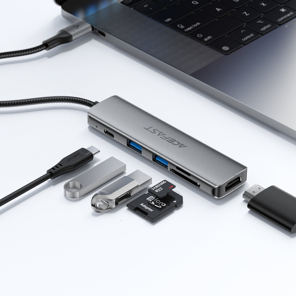 Acefast J18 USB Hub USB-C 6-in-1 HDMI 4K 60Hz PD90W Docking Station - Gray_4
