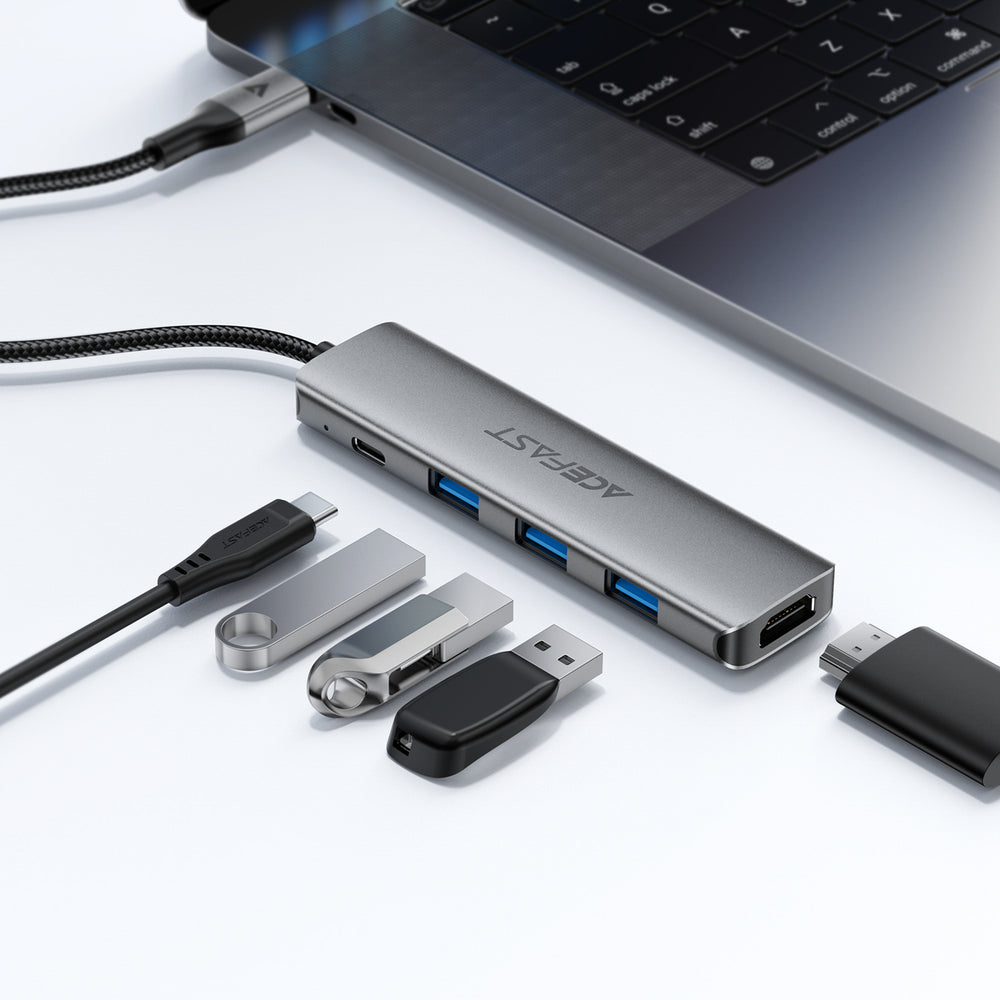 Acefast J16 USB Hub USB-C 5-in-1 HDMI 4K 60Hz PD90W Docking Station - Gray_6