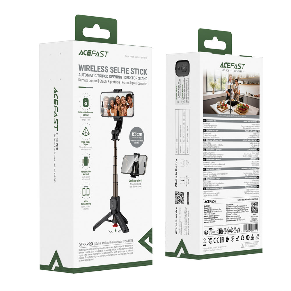 Acefast E42 Selfie Stick with Automatic Tripod and Bluetooth Remote Control 63 cm - Black_7