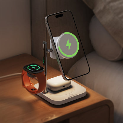 Acefast E39 Qi2.2 25W 4-in-1 Wireless Desk Charger for Phone, Watch, and Headphones with Night Light - White_6