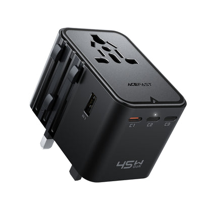 Wall Charger Acefast Z8 Travel, 45W, 3A, 2 x USB-A - 3 x USB-C, Black_0
