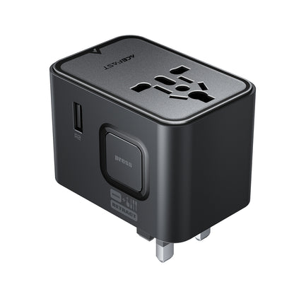 Wall Charger Acefast Z8 Travel, 45W, 3A, 2 x USB-A - 3 x USB-C, Black_1