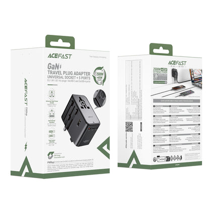 Wall Charger Acefast Z8 Travel, 45W, 3A, 2 x USB-A - 3 x USB-C, Black_7