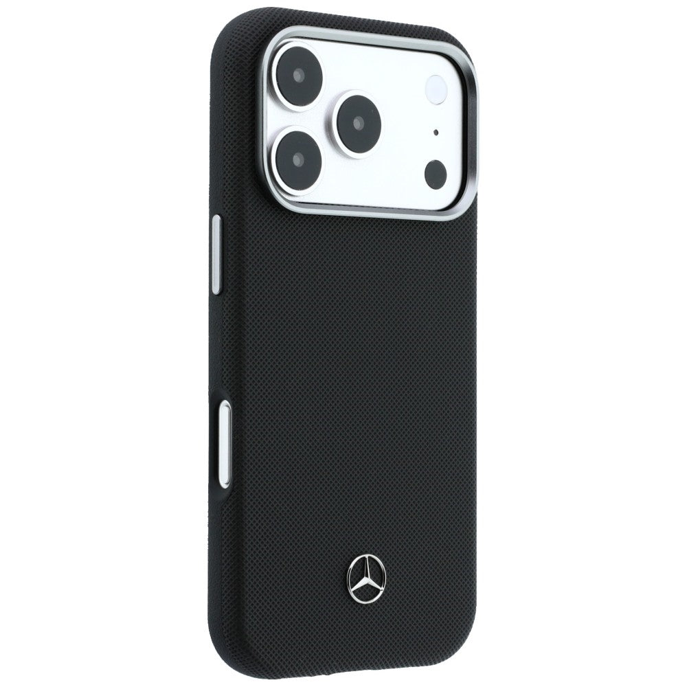 Mercedes Leather Semi Wrap Grill Pattern MagSafe Case for iPhone 17 Pro - Black_3