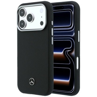 Mercedes Leather Semi Wrap Wood Effect MagSafe Case for iPhone 17 Pro Max - Black_0