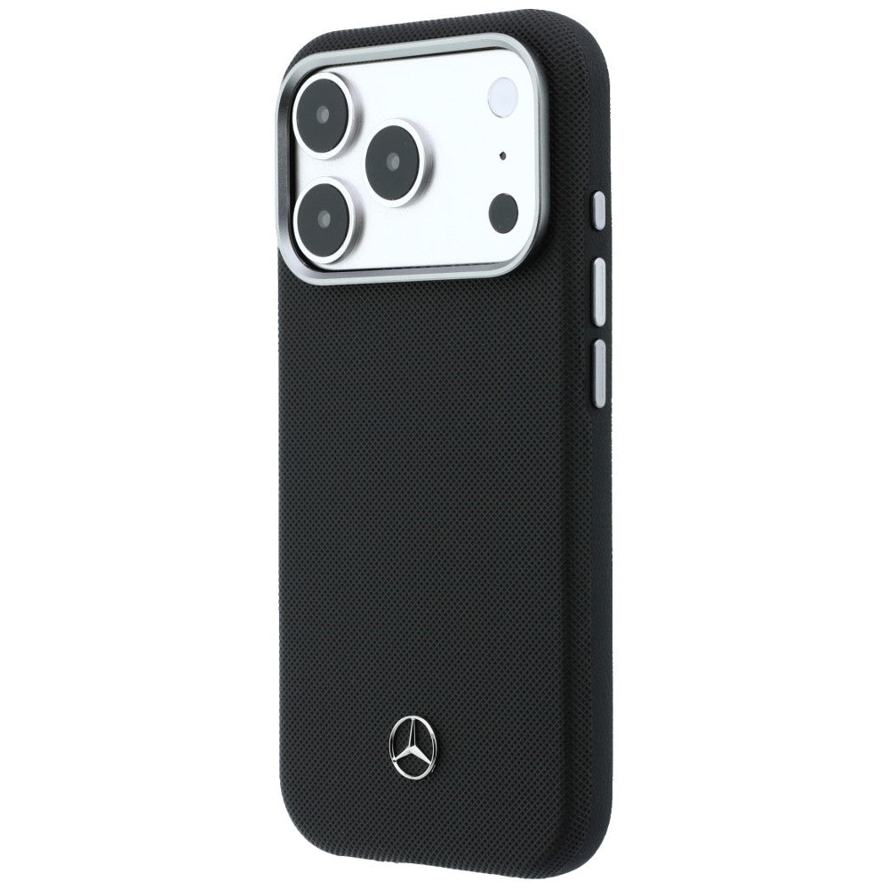 Mercedes Leather Semi Wrap Wood Effect MagSafe Case for iPhone 17 Pro Max - Black_1